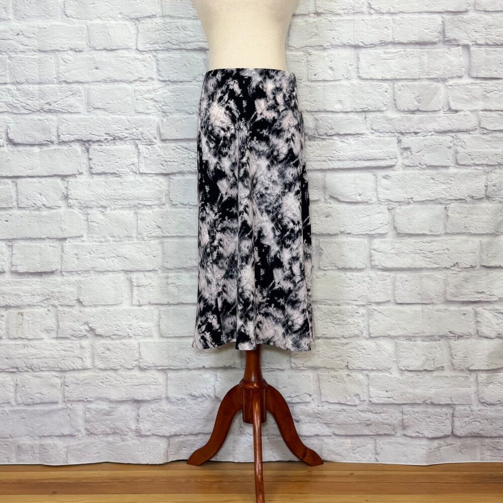 Sanctuary Everyday Black Tie-Dye Print Midi Skirt